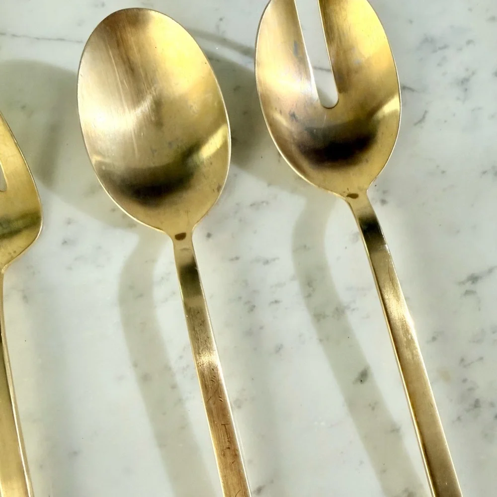 ‼️LAST CHANCE‼️ West Elm Gold Flatware Serving Set, TWO Sets, 5 PIECES